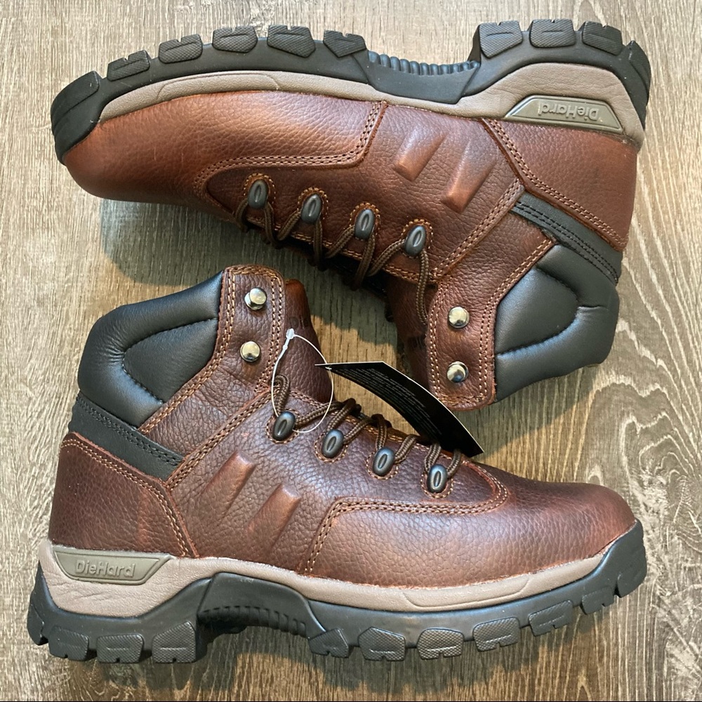 Die Hard Brown 6” Soft Toe Hiking Boots Size 9 NWOB - Picture 1 of 11